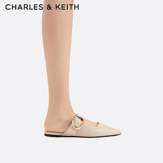 CHARLES & KEITH CHARLES&KEITH24春CK1-70381024尖头平底金属扣穆勒鞋拖鞋女 Nude肉色 39