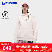 FILA FUSION斐乐潮牌女子连帽卫衣2024春季时尚针织宽松上衣 桃妖妖粉-PK 170/88A/L