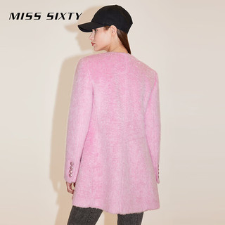 MISS SIXTY2024春季呢料外套女圆领垫肩轻奢温柔气质粉高级感 粉红 XS