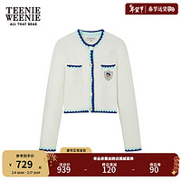 Teenie Weenie小熊女装2024春装小香风短款针织开衫设计感外套 象牙白 155/XS