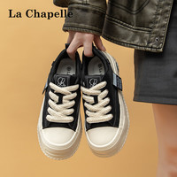 La Chapelle拉夏贝尔女鞋小白鞋秋冬季节板鞋厚底保暖休闲2024新设计运动百搭女板鞋 黑色 40