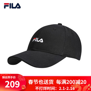 FILA 斐乐 棒球帽款季时尚休闲鸭舌帽子遮阳帽 正黑色-BK XS