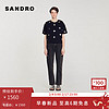 SANDRO2024早春新款女装优雅花朵亮片黑色针织T恤上衣SFPTS01436 黑色 1