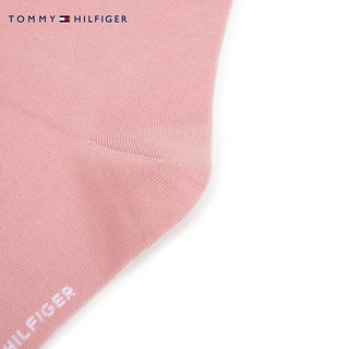 TOMMY HILFIGER24春季女装简约字母提花休闲简约舒适中筒袜子TS000882 粉色670 OS