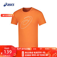 ASICS 亚瑟士 运动T恤男子跑步短袖透气舒适运动上衣 2011C975-001 亮橙色 L