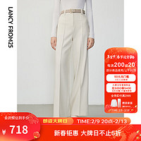 朗姿【王楚然同款】23冬新款高腰职业正装西装裤气质阔腿裤通勤长裤女 象牙白色