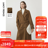 朗姿纯羊毛双面呢法式高级感中长款毛呢外套冬季通勤大衣2023新款