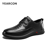 YEARCON 意尔康 男士皮商务休闲软底爸爸鞋舒适驾车百搭皮鞋 96508W 黑色 40