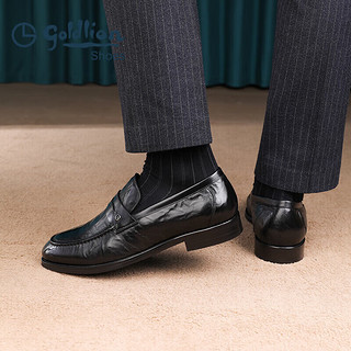 金利来（goldlion）男鞋商务休闲鞋时尚个性皮鞋舒适乐福鞋G582330093AAA黑色39