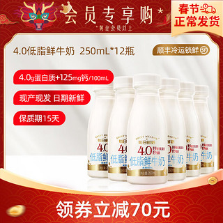 SHINY MEADOW 每日鲜语 4.0g蛋白低脂鲜牛奶巴氏鲜奶250ml*12瓶 4.0低脂250ml*12瓶