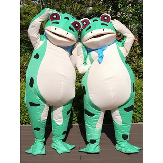 奥莱步（AOLAIBU）青蛙人偶服装儿童一个人穿的 卡通玩偶服充气癞蛤蟆搞怪演出 绿色充气款【配1个风机+1个电池 儿童款130-140身高