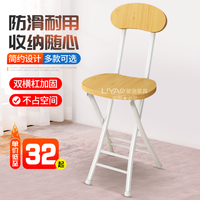 黎尧折叠椅子家用餐椅简易椅休闲靠背椅宿舍凳子阳台靠椅便携圆椅凳子 原木色 白架椅(有靠背)