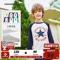 Converse匡威童装男童长袖t恤春秋女童春装上衣纯棉T恤 藏青蓝 140/64