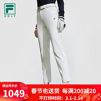 FILA 斐乐女士针织长裤2024春季简约基础直口高尔夫运动裤 玉石白-WT 165/66A/M