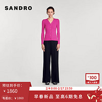 SANDRO2024早春女装法式多巴胺粉色修身针织上衣SFPCA01000 F002/粉色 4