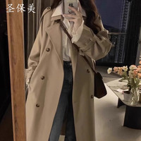 圣保美卡其色风衣外套女装春秋款女士2023小个子韩版秋季大衣中长款 卡其色风衣 L码