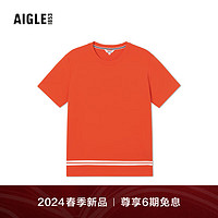 AIGLE艾高短袖T恤2024年早春男士DFT速干排汗UPF40+防紫外线短袖T 椒橙红色 AU123 L(180/96A)