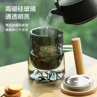 京东京造 观山杯茶杯玻璃茶具茶水分离杯带过滤高温440ml春节送礼高端