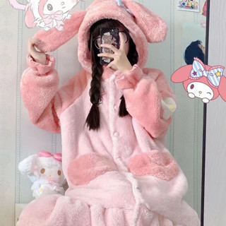 Sanrio 三丽鸥 女冬季家居服珊瑚绒睡衣套装美乐蒂套装（睡袍+裤子）