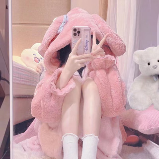 Sanrio 三丽鸥 女冬季家居服珊瑚绒睡衣套装美乐蒂套装（睡袍+裤子）