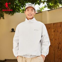 qiaodan乔丹运动风衣男士梭织立领夹克开衫外套防泼水上衣