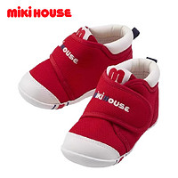 MIKIHOUSE儿童学步帆布鞋透气软底防滑婴儿鞋 一阶段红色12.5cm