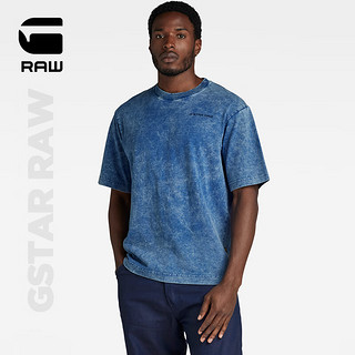 G-STAR RAW2024夏季高街Indigo宽松大码短袖男士圆领字母T恤D24436 褪色蓝 XS