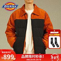 dickies 24秋冬灯芯绒面料拼接羽绒服保暖外套DK012252 沥青黑 XL