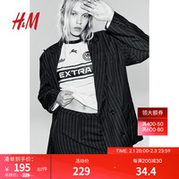 H&M女装半身裙2024春季斜纹布风格直筒设计西装半身长裙1207310 黑色/细条纹 155/60A 32