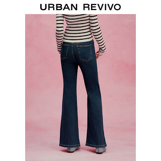 URBAN REVIVO UR2024春季女装复古时髦水洗紧身喇叭牛仔长裤UWU840019 蓝色 27