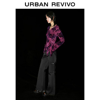 URBAN REVIVO UR2024春季女装潮流街头风休闲工装贴袋喇叭裤UWV640007 正黑 XS