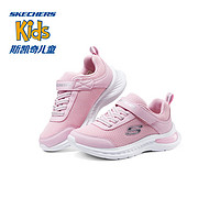 SKECHERS 斯凯奇 儿童运动鞋女童魔术贴休闲鞋中大童轻质跑步鞋303601L 浅粉色/LTPK