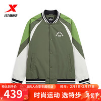 XTEP特步【门店同款】男保暖棉服春季外套茄克棒球服运动上衣976129170122 松萝绿/软玉绿/棉花白 XL