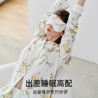 嫚熙（EMXEE）春秋哺乳款睡衣产后弹力丝麻棉月子服家居服 梨园-两件套（带哺乳口） XL