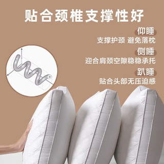 洁丽雅枕头枕芯深度睡眠酒店枕头高枕低枕羽丝绒枕芯可水洗枕纤维软枕芯 白色-双边绗缝枕 48*74cm中枕一对