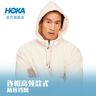 HOKA ONE ONE男款春季全拉链抓绒保暖卫衣HOKA ESSENTIAL FZ HOODIE 蛋酒色 M