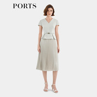 PORTS宝姿女装2024早春简约纯色连衣裙ALT8D002PWQ076 米白色 0