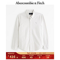 Abercrombie & Fitch 男装 24春夏美式休闲小麋鹿纽扣式通勤牛津衬衫 355504-1 棕黄色条纹 S (175/92A)