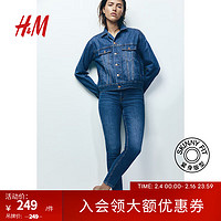 H&M女装牛仔裤冬季女2024年弹性舒适高腰及踝打底裤1152457 牛仔蓝 155/60A