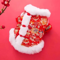 嬉皮狗(hipidog)新年福包小狗狗衣服冬季比熊泰迪小型犬冬宠物秋冬款过年挎包棉衣 百花金丝 2XL (15-20斤)