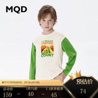 MQD 马骑顿 童装男童卡通撞色纯棉T恤24春装儿童插肩袖打底衫 本白 110cm