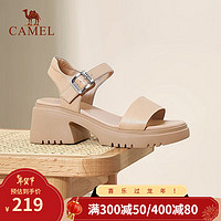 骆驼（CAMEL）女鞋夏季一字带凉鞋时尚露趾舒适时装凉鞋女 L23M007024杏色 34