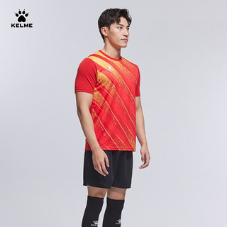 KELME/卡尔美2022年足球服男套装训练短袖上衣比赛队服透气排汗球衣 红色【单上衣】 L