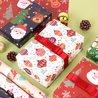 TaTanice 包装纸 圣诞节礼物包装纸DIY手工纸生日礼物5张包装纸+5米丝带