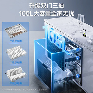 老板（Robam）消毒柜家用嵌入式 XB710A消毒碗柜 105L大容量双门三抽无臭氧二星级紫外线纯物理杀菌消毒柜 ☆☆☆纯物理杀菌XB710A