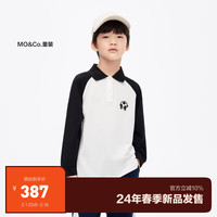little MO&Co.little moco童装24春男童Polo衫插肩袖长袖T恤上衣KBD1TOPT03 黑色 150/72