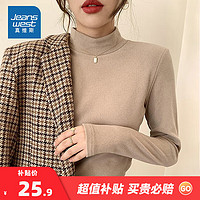 JEANSWEST 真维斯 女装秋冬 时尚潮流简约德绒休闲舒适长袖打底衫KP 卡其色8970 165/88A/L