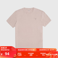 GUESS男士休闲个性薄款百搭纯色修身圆领半袖T恤短袖Z2RI11JR06K G6I4-粉色 L