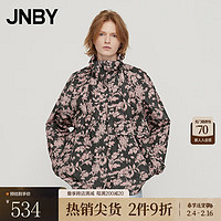 江南布衣（JNBY）秋季风衣女宽松简约植物花卉印花立领短款插肩袖宽松5M1902070 090/黑色系多彩混杂色 M