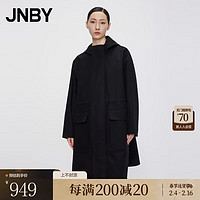 JNBY/江南布衣春风衣连帽工装H型挺括女中长款外套OL风格5N1914150 001/本黑 XS